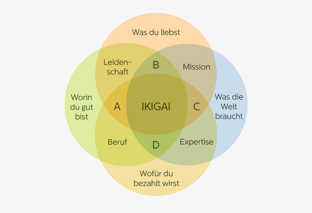 Ikigai mit seinen vier Säulen